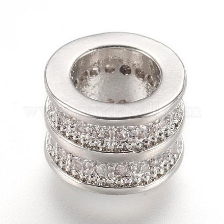 Perles européennes en laiton avec zircone cubique de micro pave ZIRC-F062-11P-1