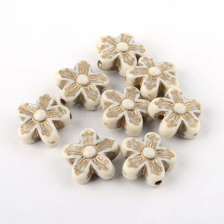Flower Plating Acrylic Beads PACR-Q102-138A-1