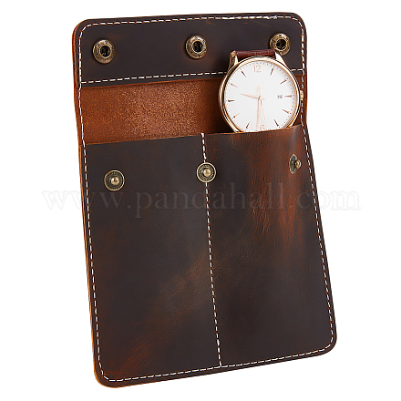 Bolsas de almacenamiento de bolsa de reloj individual de cuero portátil cuadrado ABAG-WH0047-09-1