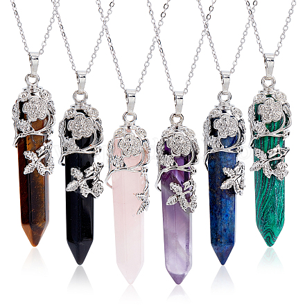 Nbeads DIY 6 Colors Natural & Synthetic Gemstone Pendant Necklace Making Kits DIY-NB0005-04-1