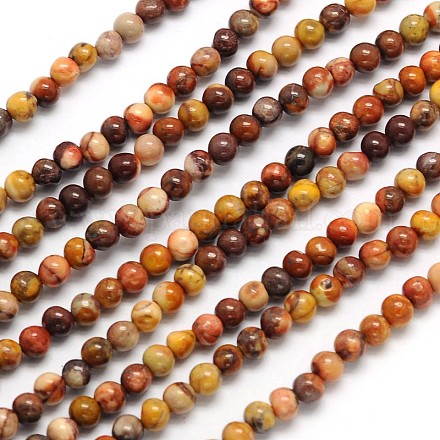Natural Red Picture Jasper Round Beads Strands  G-N0166-19-3mm-1