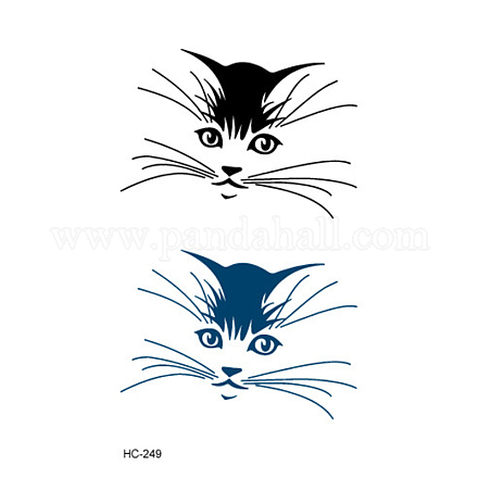 動物テーマ取り外し可能な一時的な防水タトゥー紙ステッカー  猫の模様  10.5x6cm ANIM-PW0004-03-06-1