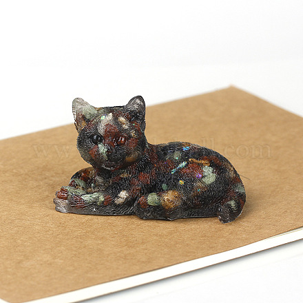 Décorations d'exposition de chat en pierres précieuses naturelles WG85528-06-1