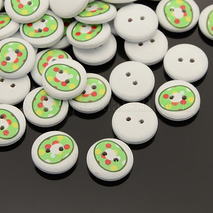 2-Hole Flat Round Number Printed Wooden Sewing Buttons BUTT-M002-13mm-0-1