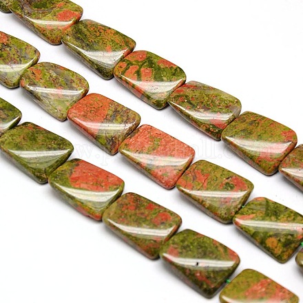 Natural Twist Rectangle Unakite Beads Strands G-L255-02-1