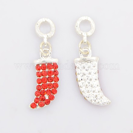 Silver Color Plated Alloy Rhinestone European Dangle Charms RB-J257-20S-1