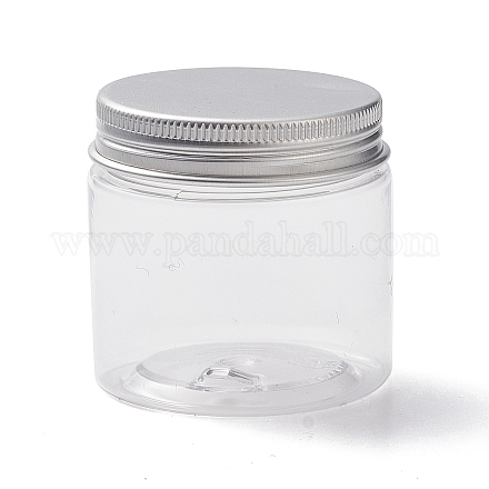 （在庫一掃セール：蓋キズ有り）透明プラジャー  詰め替え化粧品容器  アルミカバー付き  コラム  透明  4.95x4.9cm  容量：60ml（2.03fl.oz） CON-XCP0001-85-1