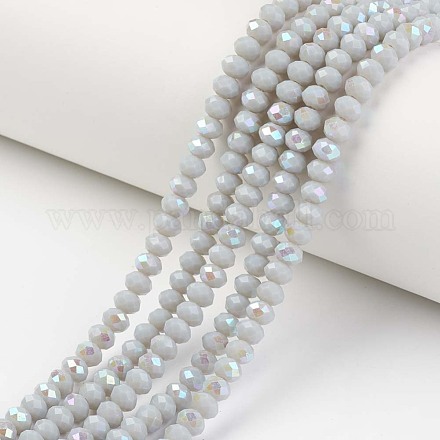 Electroplate Opaque Solid Color Glass Beads Strands EGLA-A034-P4mm-L16-1