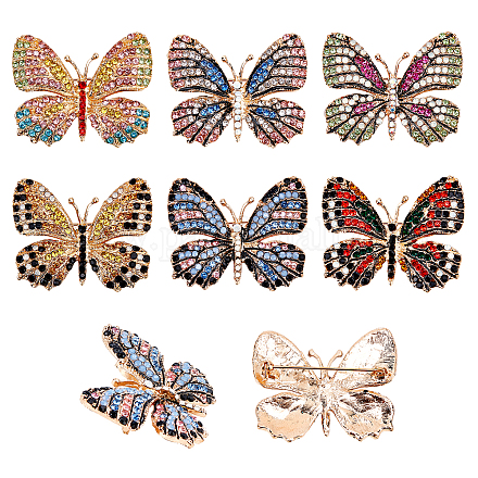 CHGCRAFT 6Pcs 6 Colors Butterfly Brooch Pin Set Rhinestone Butterfly Brooch Pins Badge Multicolor Butterfly Pin for Scarf Shirts Dresses Bridal Suit JEWB-CA0001-16-1