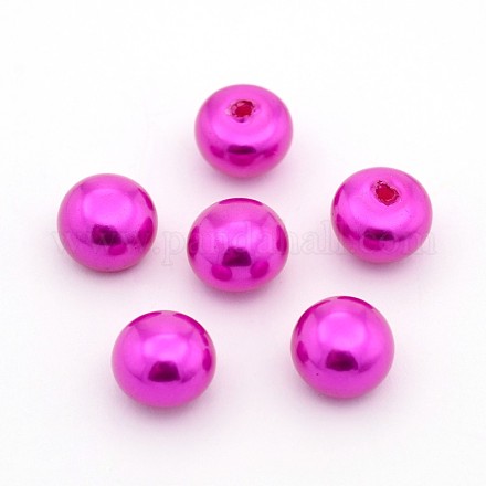 Half Drilled ABS Plastic Imitation Pearl Rondelle Beads OACR-F001C-03-1