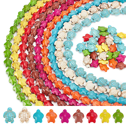 Arricraft 9 Stränge 9 Stile gefärbte synthetische türkisfarbene Perlenstränge G-AR0005-14-1