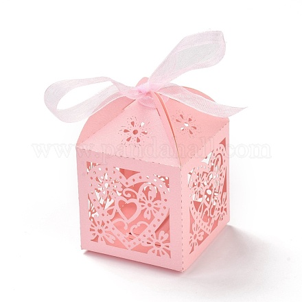 Вырезанные лазером бумажные выдолбленные коробки для конфет в форме сердца и цветов CON-C001-04-1