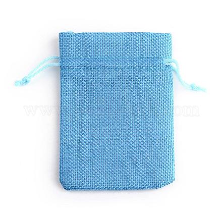 ポリエステル模造黄麻布包装袋巾着袋  ドジャーブルー  23x17cm X-ABAG-R005-17x23-20-1