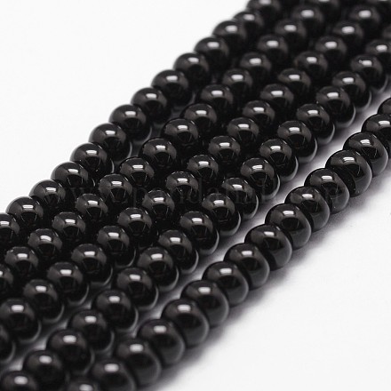 Natürliche schwarze Onyxperlenstränge G-P161-19-6x3mm-1