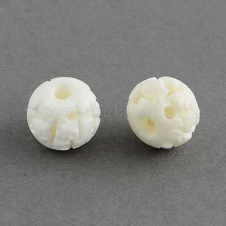Perles en os sculptés manuels BONE-R016-8mm-1