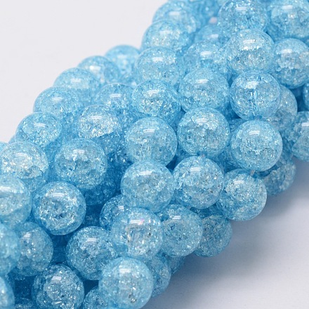 Crackle Glass Round Beads Strands CCG-E001-8mm-01-1