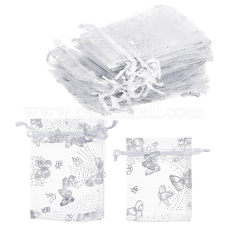 100PCS Small Mesh Bags Drawstring 3x4,Sheer Organza Bags