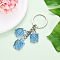 Tortoise Theme Gradient Color & Luminous Resin  Pendant Decoration, with Iron Split Key Rings, for Keychain, Purse, Backpack Ornament, Dodger Blue, 80mm, pendant: 26mm