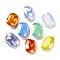 K9 GLass Rhinestone Cabochons, Faceted, Pointed Back & Back Plated, Rectangle, Mixed Color, 14x10x5mm