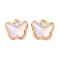 Rack Plating Alloy Glass Charms, Butterfly, Golden, Lavender, 9x9.5x3.5mm, Hole: 1mm