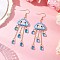 Cloud & Teardrop 304 Stainless Steel Dangle Earrings, with Seed Beads & Transparent Glass Beads & Brass Cable Chains, Golden, Blue, 83x26mm