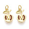 Brass Micro Pave Cubic Zirconia Pendants, Cherry, with Jump Ring, Real 18K Gold Plated, 16.5x10x3.5mm, Hole: 3mm
