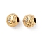 Ion Plating(IP) 304 Stainless Steel Rhinestone European Beads, Round Large Hole Beads, Real 18K Gold Plated, Round with Letter, Letter U, 11x10mm, Hole: 4mm