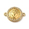 Rack Plating Brass Micro Pave Clear Cubic Zirconia Connector Charms, Flat Round with Heart Links, Lead Free & Cadmium Free, Long-Lasting Plated, Real 18K Gold Plated, 15x20x3mm, Hole: 1.6mm