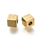 Ion Plating(IP) 304 Stainless Steel Beads, Cube with Letter, Real 14K Gold Plated, Letter H, 5x5x5mm, Hole: 2mm