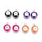 304 Stainless Steel Enamel Charms, Flat Round with Evil Eye, Stainless Steel Color, Mixed Color, 13x10x6mm, Hole: 1.5mm