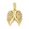 Brass Pendants with Cubic Zirconia, Electrophoretic Color Preservation, Wing Charms, Golden, 23x20x4mm, Hole: 2.5x7mm