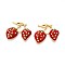 304 Stainless Steel Pendants, with Enamel, Strawberry Charms, Real 18K Gold Plated, Ion Plating(IP), FireBrick, 19x24.5x5mm, Hole: 1mm
