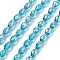 Transparent Electroplate Glass Beads Strands, Faceted, Oval, Deep Sky Blue, 8.5x5.5mm, Hole: 1.2mm, about 68~70pcs/strand, 20.07~20.86 inch(51~53cm)