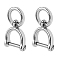 2Pcs 304 Stainless Steel Keychain Clasps, Stainless Steel Color, 34x19x6mm, Inner Diameter: 10.5mm