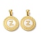 Ion Plating(IP) 304 Stainless Steel Pendants, Flat Round Shell Charms with Letter, Golden, Letter Z, 20.5x17.5x1.5mm, Hole: 2.5x4.5mm