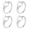4Pcs Adjustable Brass Solitaire Ring Settings, 4 Claw Prong Ring Settings, with Clear Cubic Zirconia, Platinum, Inner Diameter: 17mm, Tray: 9.5x8mm