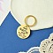 201 Stainless Steel Keychain, with Alloy Rings, Flat Round, Golden, 5.5cm