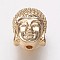Brass Beads, Cadmium Free & Lead Free, Buddha Head, Golden, 11x9x8.5mm, Hole: 1.5mm