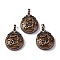 Natural Red Aventurine Pendants, Flat Round Brass Charms, Lead Free & Cadmium Free, 34.5x27x8mm, Hole: 6.5x5mm
