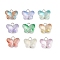 Butterfly Gradient Color Baking Paint Transparent Glass Charms, with Brass Ball Head Pins Loops, Platinum, 11.5x14.5x5mm, Hole: 2.5mm