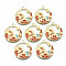 Chinese Style Alloy Pendants, with Enamel, Flat Round with Wave, Cadmium Free & Lead Free, Red, Light Gold, 28x25x1.5mm, Hole: 2mm