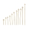 304 Stainless Steel Eye Pins, Ion Plating(IP), Real 18K Gold Plated, 15~60x0.6mm, Hole: 1.8~2mm, 110pcs/set