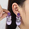 Easter Acrylic Dangle Stud Earrings, Rabbit, Purple, 49x25mm