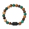 12 Constellations Natural Tiger Eye & Picture Jasper & Agate & Black Onyx Round Beaded Stretch Bracelets for Men Women, Column, Pisces, 7-1/2 inch(19cm)
