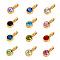 304 Stainless Steel Birthstone Charms, with Cubic Zirconia, Flat Round Charms, Golden, 12x6x3.5mm, Hole: 3x4.5mm