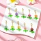 Glass Pearl & Acrylic Pendants Decoration, with Zinc Alloy Lobster Claw Clasps, Flower, Mixed Color, 37mm, 10pcs/set