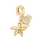 Brass Micro Pave Clear Cubic Zirconia Flod Over Clasps, Starfish with Crab, Golden, 22mm, Hole: 5mm