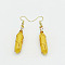 Topaz Hexagon Handmade Copper Wire Wrapped Earrings Natural Stone Column Earrings, Golden