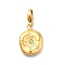Flat Round 304 Stainless Steel Rhinestone Pendants Decoration, with Lobster Claw Clasps, Ion Plating(IP), Real 14K Gold Plated, Olivine, 18.5x13.5x3mm