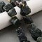 Raw Rough Natural Moss Agate Beads Strands, Nuggets, with Seed Beads, 14~28x15~25x10~27mm, Hole: 1.2~1.4mm, about 9~10pcs/strand, 7.76''~8.07''(19.7~20.5cm)